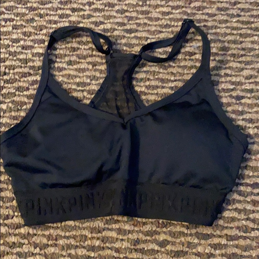 A pink sports bra